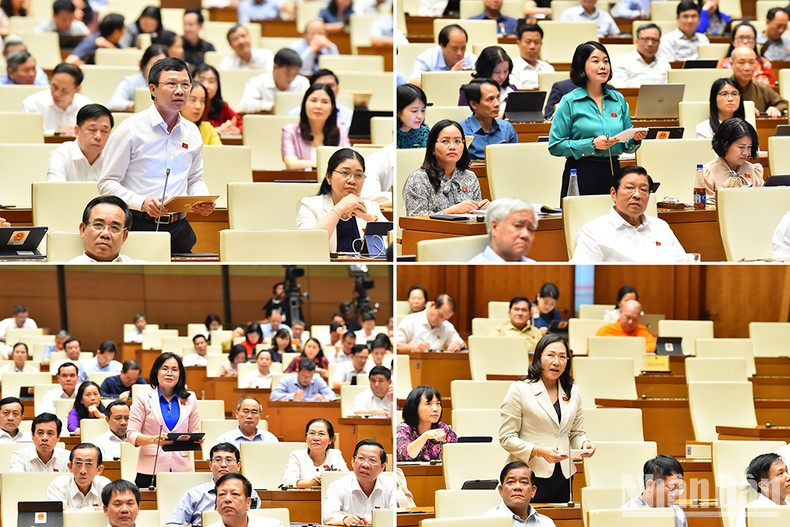 Diputados de provincias y ciudades cuestionan a los ministros de Ciencia y Tecnología, Huynh Thanh Dat y de Transporte, Nguyen Van Thang.