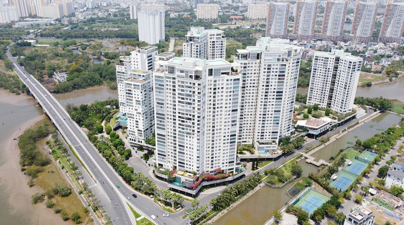 La zona residencial Diamond Island conecta el puente de Tran Quy Kien con nuevas zonas residenciales de la ciudad de Thu Duc.