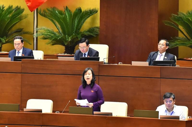Al final de la sesión, la ministra de Salud Pública Dao Hong Lan pronuncia un discurso explicando y aclarando los cuestiones planteadas por los diputados.