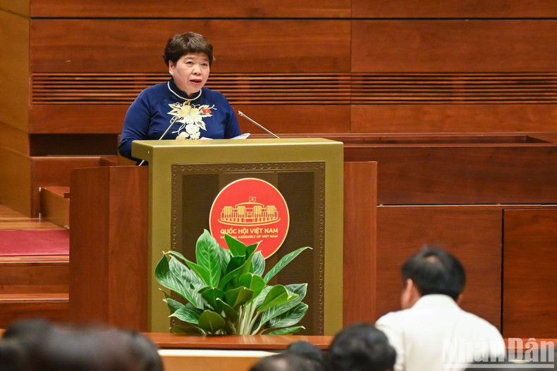 Habla Nguyen Thuy Anh, jefa de la Comisión de Asuntos Sociales de la Asamblea Nacional.