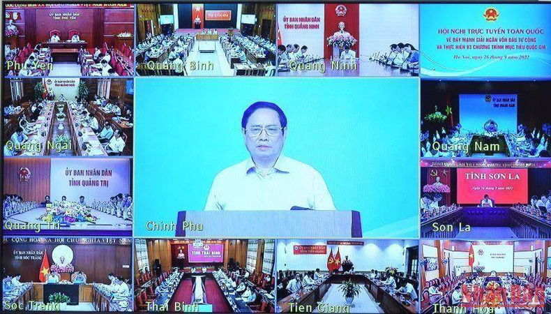 El primer ministro vietnamita, Pham Minh Chinh, en la reunión. El primer ministro vietnamita, Pham Minh Chinh, en la reunión.