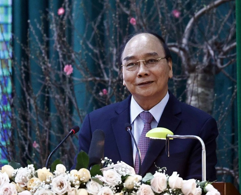 El presidente Nguyen Xuan Phuc habla en el evento. El presidente Nguyen Xuan Phuc habla en el evento.