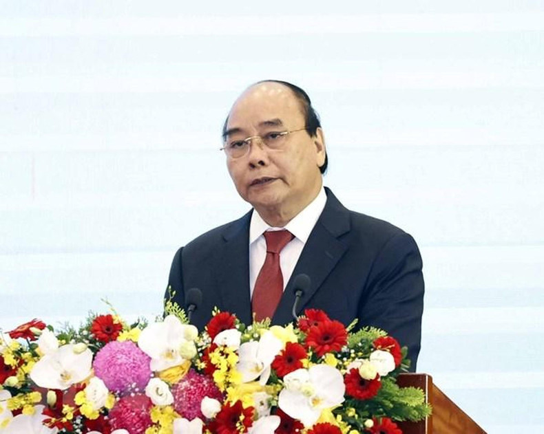 El presidente Nguyen Xuan Phuc, hace uso de la palabra en la ceremonia. El presidente Nguyen Xuan Phuc, hace uso de la palabra en la ceremonia.