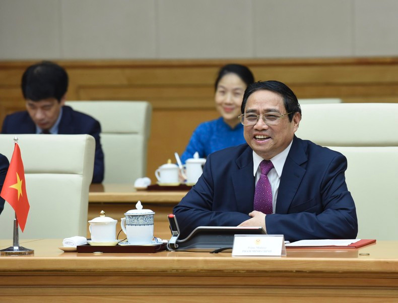 El jefe de Gobierno vietnamita habla en el evento. El jefe de Gobierno vietnamita habla en el evento.