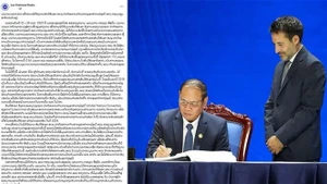 La Radio Nacional de Laos publicó un artículo sobre la Convención de Hanói. (Foto: VNA)