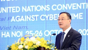 Pham The Tung, viceministro de Seguridad Pública de Vietnam, interviene en la cita. (Foto: VNA)