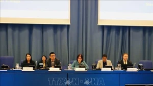 El embajador Vu Le Thai Hoang, jefe de la misión permanente de Vietnam ante la ONU y las organizaciones internacionales en Viena (segundo por la izquierda). (Foto: VNA)