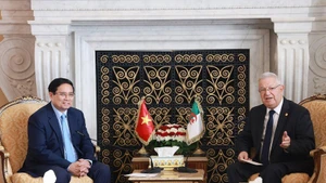 El primer ministro de Vietnam, Pham Minh Chinh, se reúne con el presidente del Consejo de la Nación (Senado) de Argelia, Azzouz Nasri. (Foto: VNA)