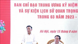 El miembro del Buró Político y permanente del Secretariado del Comité Central del Partido Comunista de Vietnam, Tran Cam Tu, preside la reunión. (Foto: VNA)