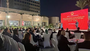 El embajador de Vietnam en Egipto, Nguyen Nam Duong, interviene en el acto. (Foto: VOV)