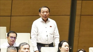El ministro de Cultura, Deportes y Turismo de Vietnam, Nguyen Van Hung, en su intervención ante la Asamblea Nacional. (Foto: VNA)