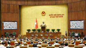 En una sesión de la Asamblea Nacional de Vietnam. (Foto: VNA)