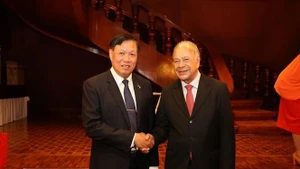 El viceministro de Salud Pública de Vietnam Do Xuan Tuyen (izquierda) y el coordinador nacional del Partido del Trabajo de México, Alberto Anaya Gutiérrez. (Foto: VNA)