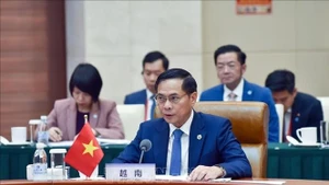 Bui Thanh Son, vice primer ministro y titular de Relaciones Exteriores de Vietnam, habla en el evento. (Foto: VNA)