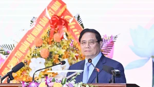 El primer ministro de Vietnam, Pham Minh Chinh, interviene en la ceremonia. (Foto: Nhan Dan)