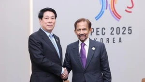 El presidente de Vietnam, Luong Cuong (izquierda), y el sultán de Brunéi, Haji Hassanal. (Foto: VNA)