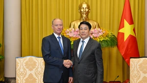 El presidente de Vietnam, Luong Cuong, y Nikolai Patrushev, asistente del presidente de Rusia y titular del Consejo Marítimo de la Federación de Rusia. (Foto: Nhan Dan)