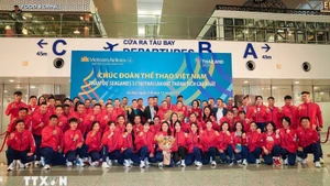 La delegación de Vietnam que participará en los 13º Juegos Paralímpicos del Sudeste Asiático. (Foto: VNA)