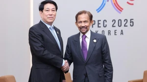 El presidente de Vietnam, Luong Cuong, y el sultán de Brunéi, Haji Hassanal Bolkiah, se reúnen durante la Cumbre de Líderes Económicos del Foro de Cooperación Económica Asia-Pacífico 2025, en Corea del Sur. (Foto: VNA)