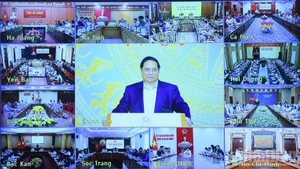 El primer ministro de Vietnam, Pham Minh Chinh, interviene en la reunión. (Fotografía: Nhan Dan)