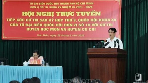El presidente de Vietnam, Luong Cuong, interviene en la reunión. (Fotografía: VNA)