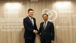 El viceprimer ministro vietnamita Bui Thanh Son (derecha) se reúne con su homólogo ruso, Aleksandr Novak. (Foto: Nhan Dan)
