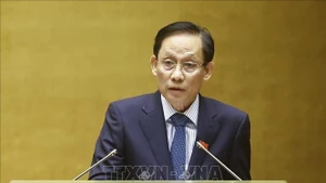 El ministro de Relaciones Exteriores, Le Hoai Trung, interviene en la cita. (Foto: VNA)