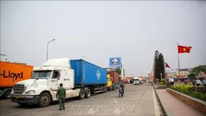 Las actividades comerciales están en pleno auge en la frontera entre Vietnam y Camboya, contribuyendo al objetivo de alcanzar los 20 mil millones de dólares en facturación. (Foto: VNA)