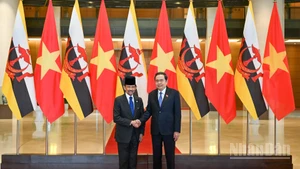 El presidente de la ANV, Tran Thanh Man, y el sultán de Brunéi Darussalam, Haji Hassanal Bolkiah.