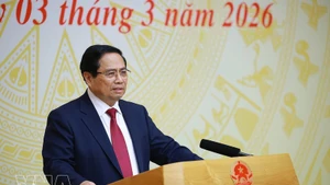 El primer ministro Pham Minh Chinh habla en el evento. (Foto: VNA)