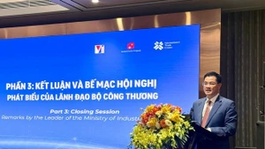 Bui Huy Son, director del Departamento de Planificación, Finanzas y Gestión Empresarial del Ministerio de Industria y Comercio, habla en el evento. (Foto: VNA)