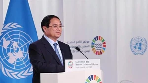 El primer ministro de Vietnam, Pham Minh Chinh, interviene en la cita. (Foto: VNA)