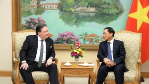 El viceprimer ministro de Vietnam Bui Thanh Son y el embajador de Estados Unidos en Hanói, Marc E. Knapper. (Foto: VNA)