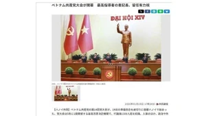 Un artículo sobre el XIV Congreso Nacional del PCV publicado por Kyodo. (Foto: VNA)