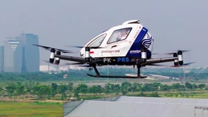Taxi volador EHang 216-S de Indonesia. (Foto: anewz.tv)