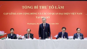 El secretario general del PCV, To Lam, interviene en el encuentro. (Foto: Thong Nhat/VNA)