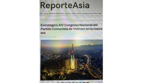 El artículo sobre el XIV Congreso Nacional del Partido Comunista de Vietnam en la página web ReporteAsia. (Foto: VNA)