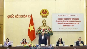 El presidente de la Asamblea Nacional (AN) de Vietnam y titular del Consejo Electoral Nacional, Tran Thanh Man, en el evento. (Foto: VNA)