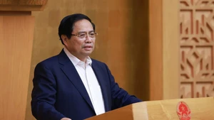 El primer ministro de Vietnam, Pham Minh Chinh, interviene en la cita. (Foto: VNA)