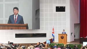 El viceministro vietnamita Nguyen Thanh Tinh interviene en la cita. (Foto: VNA)