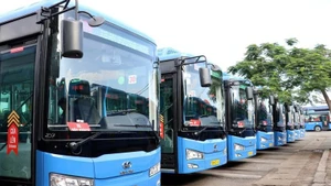 Autobuses eléctricos en Ciudad Ho Chi Minh. (Foto: VNA)