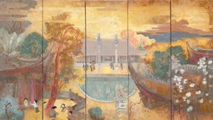 La obra “Remontando la memoria” (óleo, Nguyen Tien Dung). (Foto: Hanoimoi.vn)