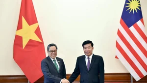 El viceministro de Relaciones Exteriores Nguyen Manh Cuong y el subsecretario general del Ministerio de Relaciones Exteriores de Malasia, Dato' Ahmad Rozian Abd Ghani, copresidieron el 3.er Diálogo Estratégico de Altos Funcionarios. (Foto: Quang Hoa)