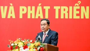 El presidente de la Asamblea Nacional de Vietnam, Tran Thanh Man, habla en el evento. (Foto: Nhan Dan)