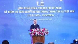 El secretario general del Partido Comunista de Vietnam (PCV), To Lam, habla en el acto (Foto: VNA)