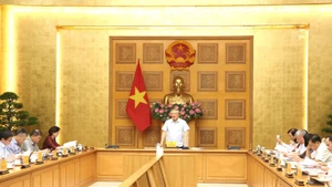 El viceprimer ministro permanente de Vietnam, Nguyen Hoa Binh, preside la reunión (Foto: VGP)