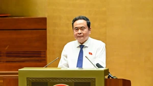 El presidente de la Asamblea Nacional de Vietnam, Tran Thanh Man, interviene en la cita. (Foto: Nhan Dan)
