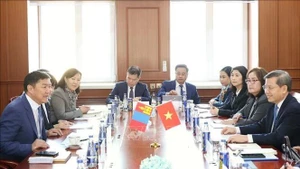 La delegación de alto nivel del Tribunal Supremo Popular de Vietnam sostiene conversaciones con la delegación del Tribunal Supremo de Mongolia. (Foto: VNA)
