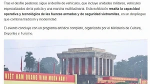 Captura de pantalla del artículo sobre la celebración del 80 aniversario de la Revolución de Agosto y el Día Nacional del 2 de septiembre del pueblo vietnamita. (Foto: VNA)