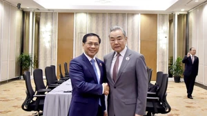 El viceprimer ministro y canciller de Vietnam, Bui Thanh Son, y canciller de China, Wang Yi. (Foto: VNA)